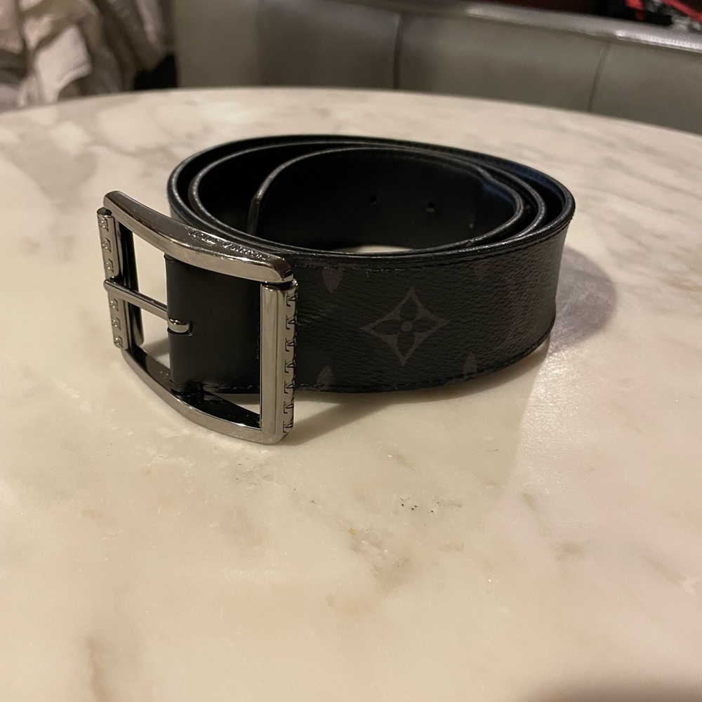 Black monogram LV belt